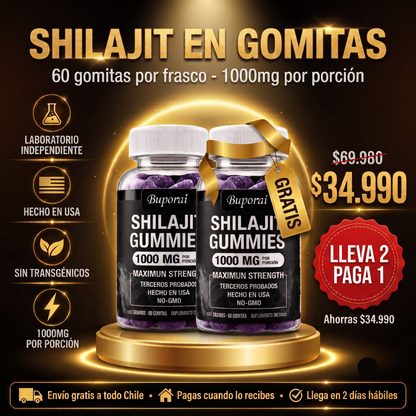 ShilaGo™ — 2x1 Shilajit Puro del Himalaya en Gomitas