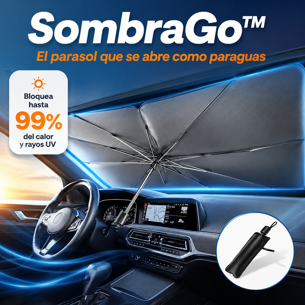 SombraGo™ — Parasol para Auto que se Abre como Paraguas