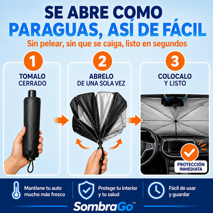 SombraGo™ — Parasol para Auto que se Abre como Paraguas