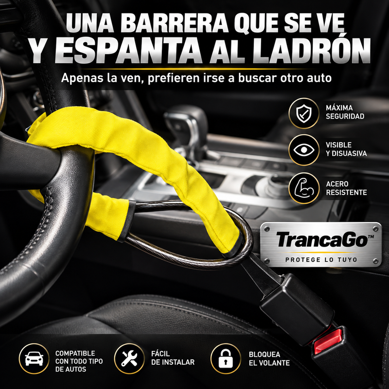TrancaGo™ — Traba Antirrobo de Volante y Cinturón