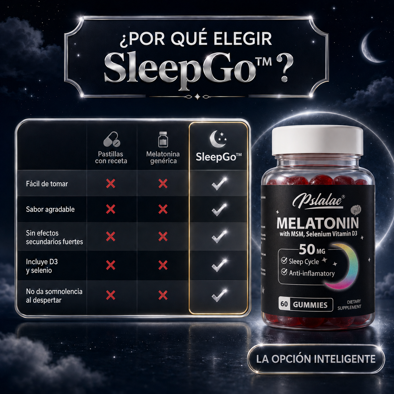 SleepGo™ — Gomitas de Melatonina para Dormir Profundo