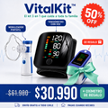 VitalKit™ — Tensiómetro Digital con Nebulizador Portátil + Oxímetro de Regalo