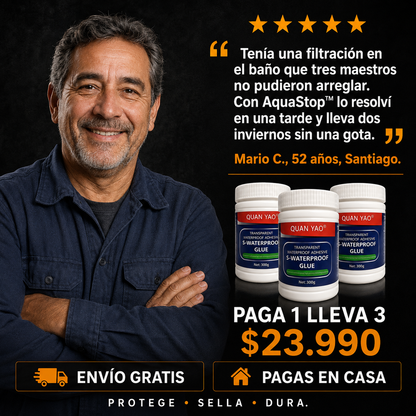 AquaStop™ — Sellador Impermeabilizante Transparente 300g, Paga 1 Lleva 3