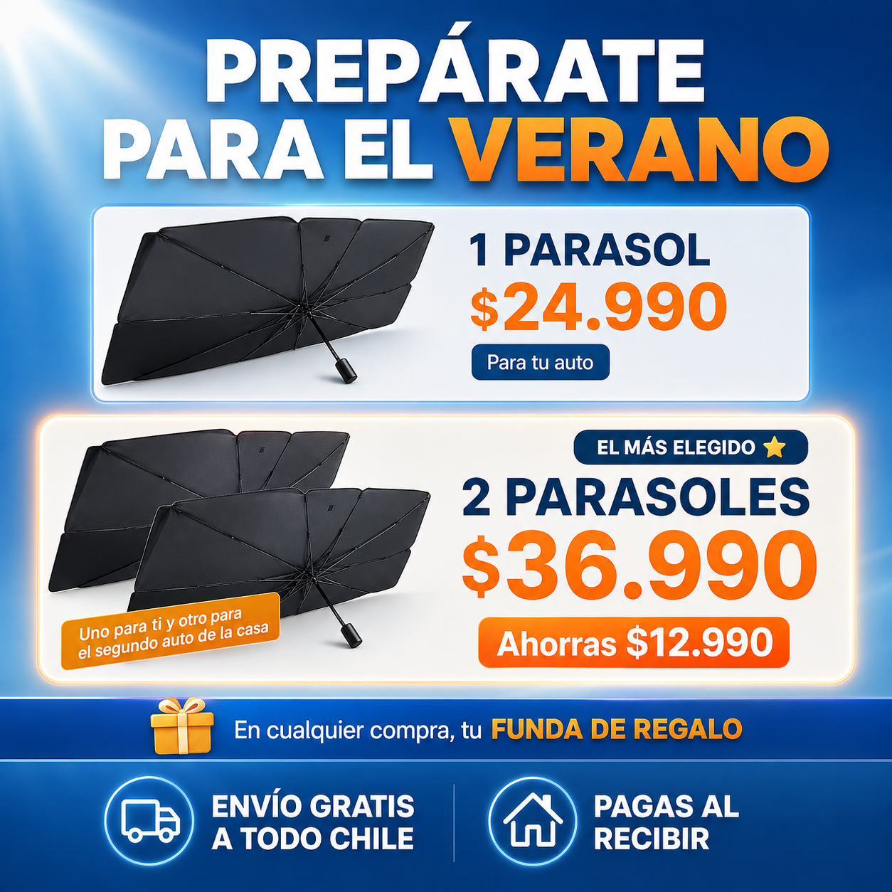 SombraGo™ — Parasol para Auto que se Abre como Paraguas