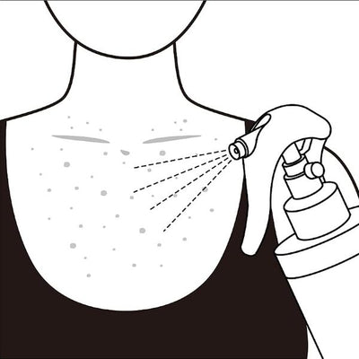 Dibujo: el spray rociando la piel seca del escote